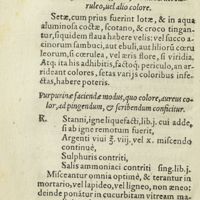 0223 - Page 204 - Ad tingendas Setas, flavo, uel viridi uel coeruleo, uel alio colore / Purpurinae faciendae modus, quo colore, aureus color, ad pingendum, & scribendum conficitur