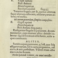 0231 - Page 212 - Compositio, quae Sisa vulgo dicitur, in quae aureae bracteolae expolitae, collocantur / Ad aurum pondenum, simplex compositio / Modus parandi colores, ex omni metallorum genere