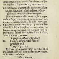 0236 - Page 217 - Ad conservanda Ouorum alba incorrupta, ad cinnabarim parandum, aliosq ; colores absque ; arsenico, res perpaucis admodum cognita / Aqua fortis, ad flores effigiandos / Aliter, ad idem