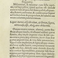 0241 - Page 222 - Liquor aureus, sine auro / Liquor aureus ad scribendum, & ferrum, lignea, vitrea uasa, ossa, aliaque ; auro obducenda