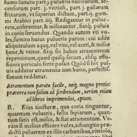 0244 - Page 225 - Attramentum paratu facile, neq ; magno pretio : praeterea non solùm ad scribendum, verùm etiam ad libros imprimendos, aptum