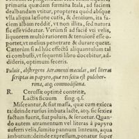 0246 - Page 227 - Puluis, abstergens atramenti maculas, uel literas scriptas in papyro, quae res scitu est pulcherrima, atque ; commodissima