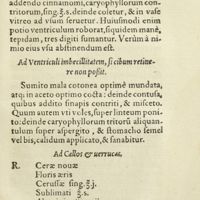 0304 - Page 285 - Ad ventriculi imbecillitatem, si cibum retinere non possit / Ad callos & verrucas