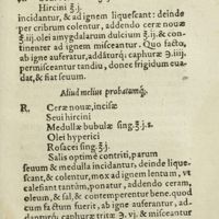 0334 - Page 315 - Aliud, in forma unguenti, ad Oris, manuum, narium, & pedum rimas, atq ; ad quamuis inflammationem / Aliud melius probatumque