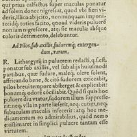 0360 - Page 341 - Ad oleum aliudue pingue ex pannis sine lotione, tollenda / Ad pilos, sub axillis, sudoremque extergendum, rarum / Aqua, ad dentes dealbandos