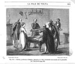 Galvani, professeur à Bologne, découvre, en 1780, l'irritabilité des muscles de la Grenouille par l' [...]