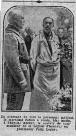 Professeur Legueu, Félix, remise de la cravate de la Légion d'honneur