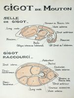 Gigot de mouton. Encre coloriée.