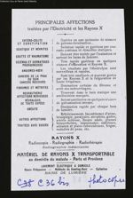 Principales affections traitées par l'électricité et les rayons X